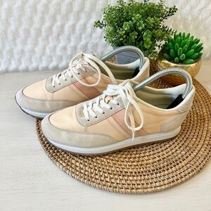 JCREW Suede Trainers Colorblock Size 8 - Peach Mango Sneakers BA972
